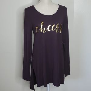 "Cheers" Deep Purple Long Sleeved Top Size M